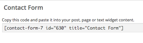 Contact Form 7 Shortcode